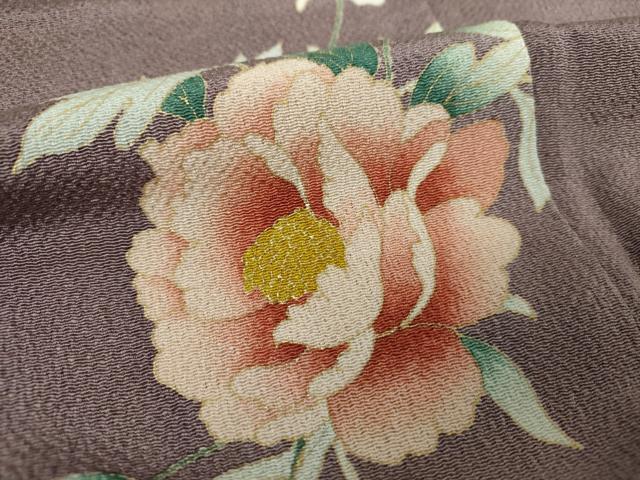 平和屋着物○上質な小紋 牡丹文 鬼しぼ縮緬 金彩 正絹 逸品 DAAQ2789ps