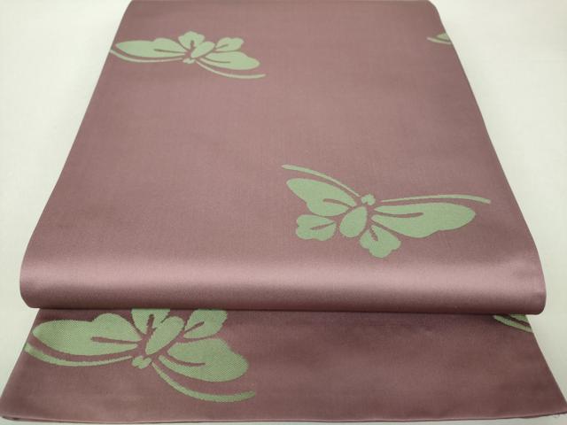 平和屋着物●世界的人形師　辻村寿三郎　ジュサブロー　六通柄袋帯　舞蝶文　正絹　逸品　DAAQ2831ps