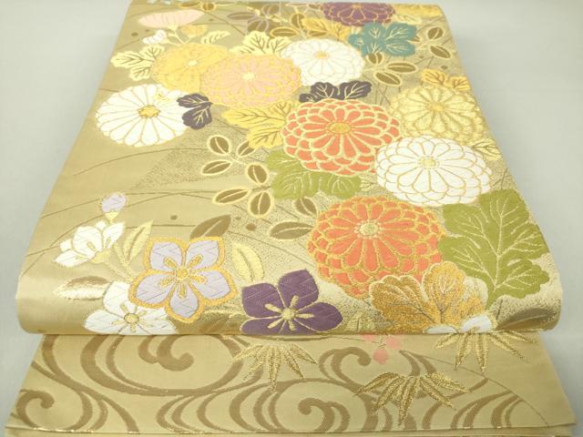 美品☆逸品☆正絹袋帯☆ゴージャス 正絹 名古屋帯 金彩 銀彩 工芸