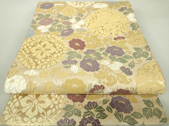 平和屋着物○六通柄袋帯 唐織 鳳凰花文 金糸 正絹 逸品 DAAQ2842ps