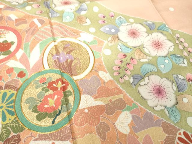 平和屋着物○豪華振袖 駒刺繍 辻が花 吉祥花丸文 金彩 正絹 逸品