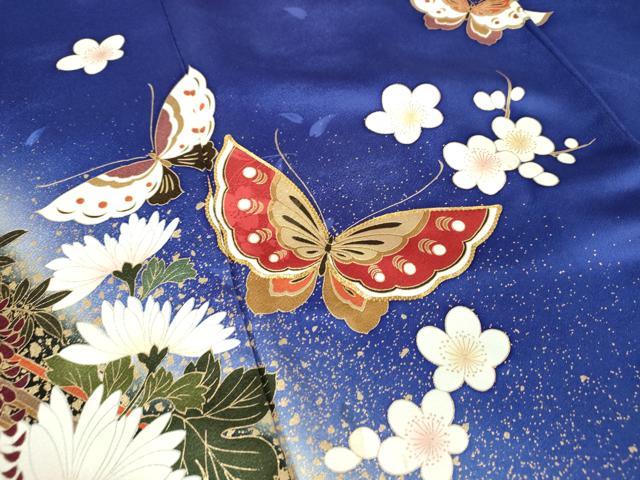 平和屋着物●豪華振袖　刺繍　舞蝶花文　暈し染め　金彩　正絹　逸品　DAAQ3086ps 平和屋着物○豪華振袖 刺繍 舞蝶花文 暈し染め 金彩 正絹