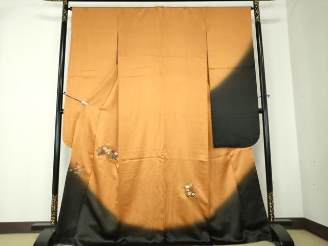 平和屋着物●中国三大刺繍　スワトウ刺繍　汕頭刺繍　総刺繍　振袖　地紙花車文　暈し染め　金糸　正絹　逸品　DAAQ2863ps