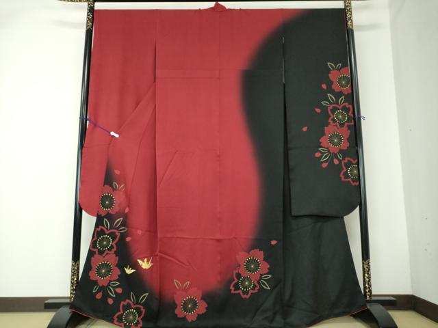 平和屋着物●豪華振袖　駒刺繍　総刺繍　絞り　舞桜　折り鶴　暈し染め　金糸　正絹　逸品　DAAQ2868ps