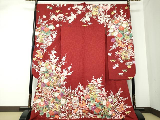 平和屋着物●豪華振袖　駒刺繍　貝桶花文　金彩　銀通し地　正絹　逸品　DAAQ2870ps