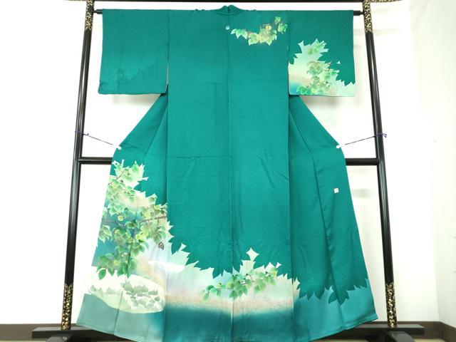 平和屋着物●西陣　じゅらく謹製　訪問着　枝花文　黒揚羽蝶　暈し染め　金彩　金通し地　正絹　逸品　DAAQ2879ps