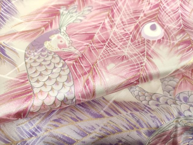 平和屋着物○上質な小紋 孔雀文 金彩 正絹 逸品 DAAQ2888ps