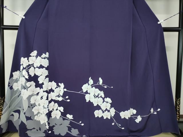 平和屋着物○訪問着 胡蝶蘭 黒地 金銀彩 正絹 逸品 AAAX0026np