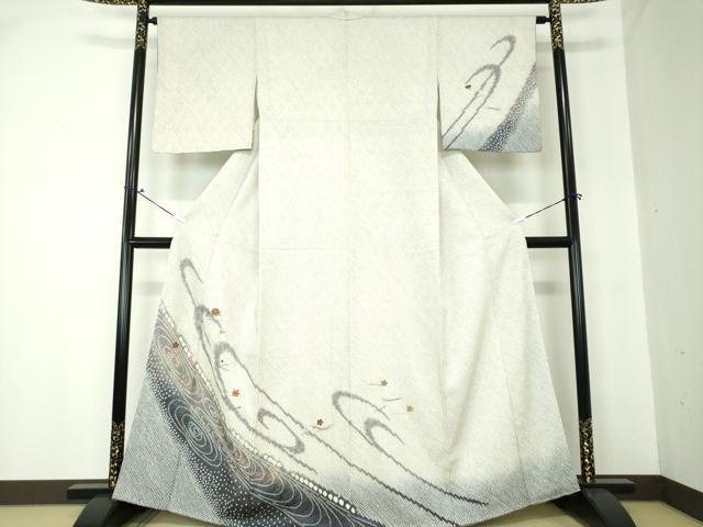 平和屋着物●訪問着　駒刺繍　絞り　吹き寄せ花文　金糸　三越扱い　正絹　逸品　DAAQ2942ps