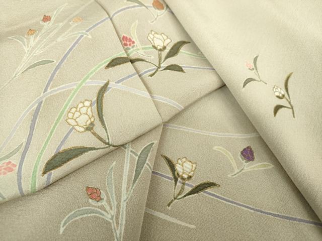 平和屋着物○訪問着 刺繍 草花文 暈し染め 金彩 正絹 逸品 DAAQ2962ps