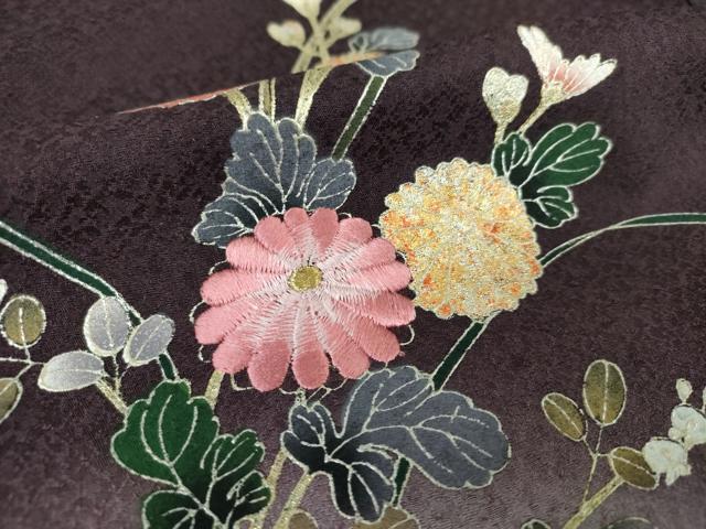 平和屋着物●訪問着　刺繍　秋草文　暈し染め　金銀彩　ほていや扱い　正絹　逸品　DAAQ2972ps 平和屋着物○訪問着 刺繍 秋草文 暈し染め 金銀彩 ほていや扱い