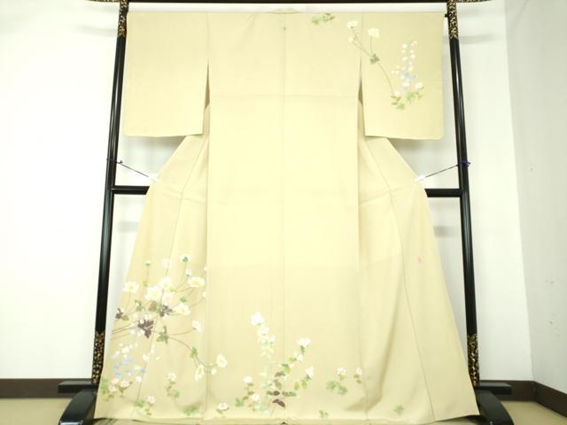 平和屋着物●訪問着　友禅　作家物　草花文　正絹　逸品　DAAQ2979ps