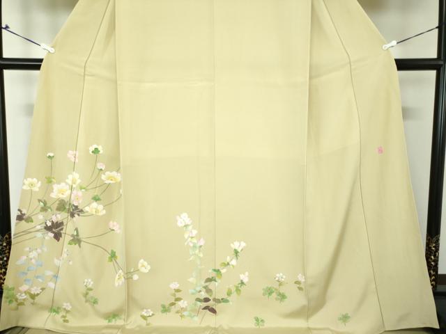 平和屋着物○訪問着 絞り 刺繍 雲重ね花文 金彩 正絹 逸品 AAAY9799ck