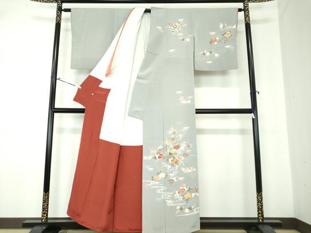 平和屋着物○創業460年・千總 訪問着 駒刺繍 流水花文