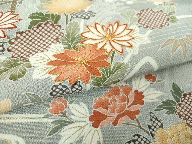 平和屋着物○創業460年・千總 訪問着 駒刺繍 流水花文