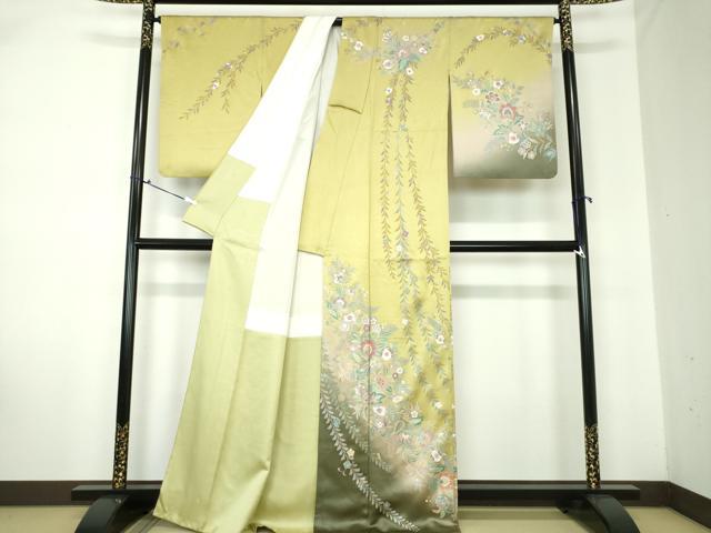 平和屋着物●訪問着　辻が花　更紗花文　暈し染め　金銀彩　正絹　逸品　DAAQ3004ps 平和屋着物○訪問着 辻が花 更紗花文 暈し染め 金銀彩 正絹