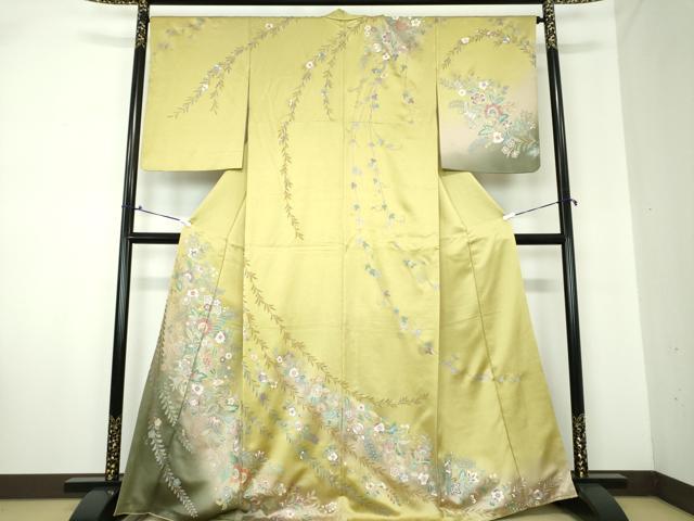 平和屋着物●訪問着　辻が花　更紗花文　暈し染め　金銀彩　正絹　逸品　DAAQ3004ps