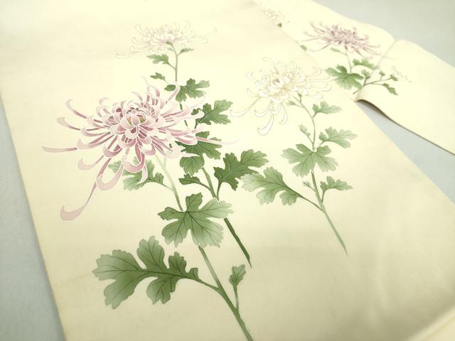 平和屋着物○塩瀬 九寸名古屋帯 手描き 乱菊 金彩 正絹 逸品