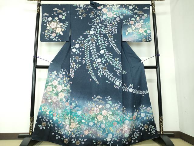 平和屋着物●訪問着　絞り　辻が花　暈し染め　金彩　正絹　逸品　DAAQ3083ps