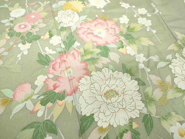 平和屋着物○訪問着 枝垂れ梅 草花文 金彩 正絹 逸品 DAAQ3096ps