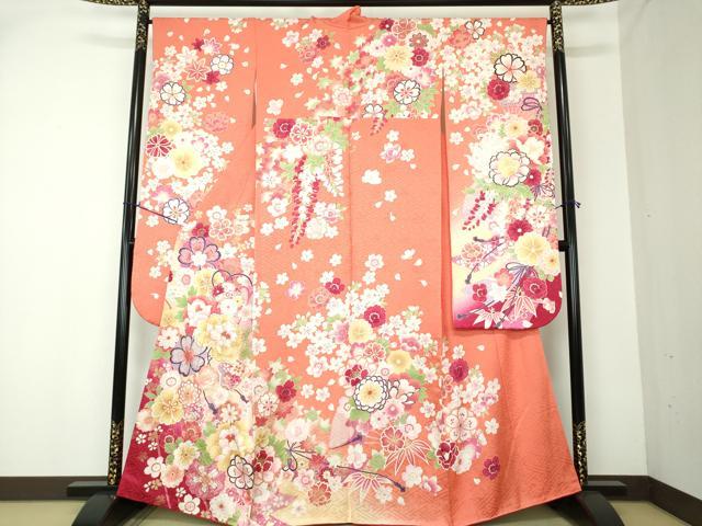 平和屋着物●豪華振袖　刺繍　舞桜　花手毬　暈し染め　金彩　正絹　逸品　DAAQ3103ps