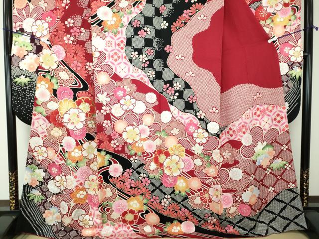 平和屋着物○訪問着 糸車流水舞桜文 暈し染め 金彩 正絹