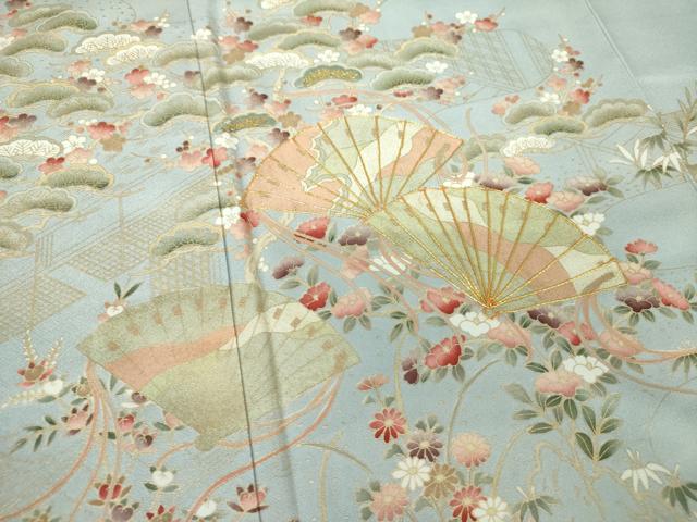 平和屋着物●豪華色留袖　駒刺繍　松竹梅　流水檜扇花文　金彩　正絹　逸品　未使用　DAAQ3113ps 平和屋着物○豪華色留袖 駒刺繍 松竹梅 流水檜扇花文 金彩 正絹 逸品