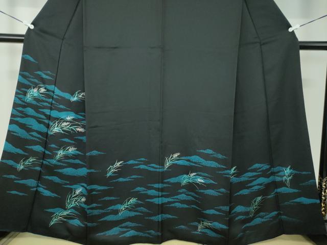 平和屋着物○訪問着 麦 黒地 金彩 正絹 逸品 DAAQ3120ps