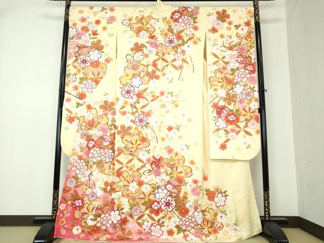 平和屋着物●豪華振袖　舞桜　花手毬　暈し染め　金彩　正絹　逸品　DAAQ3132ps