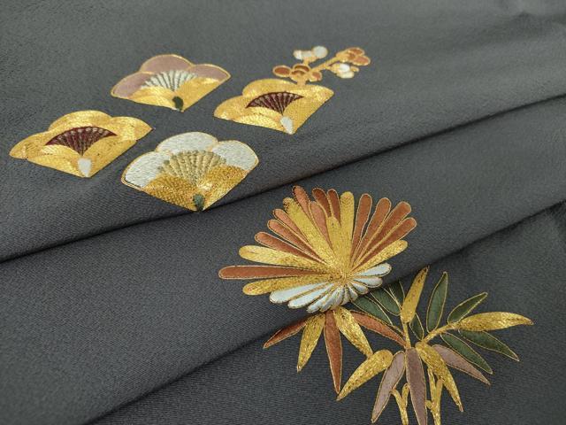 平和屋着物●訪問着　駒刺繍　総刺繍　松竹梅　金糸　正絹　逸品　DAAQ3144ps