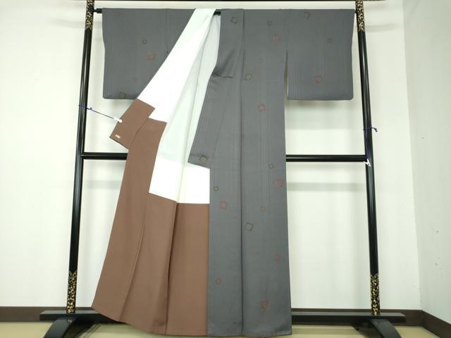 平和屋着物●上質な小紋　四角　金彩　三越扱い　正絹　逸品　DAAQ3152ps 平和屋着物○上質な小紋 四角 金彩 三越扱い 正絹 逸品 DAAQ3152ps 平和屋