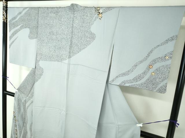 平和屋着物○染織作家 染織デザイナー 大島明 訪問着 草花文 渦巻 金彩