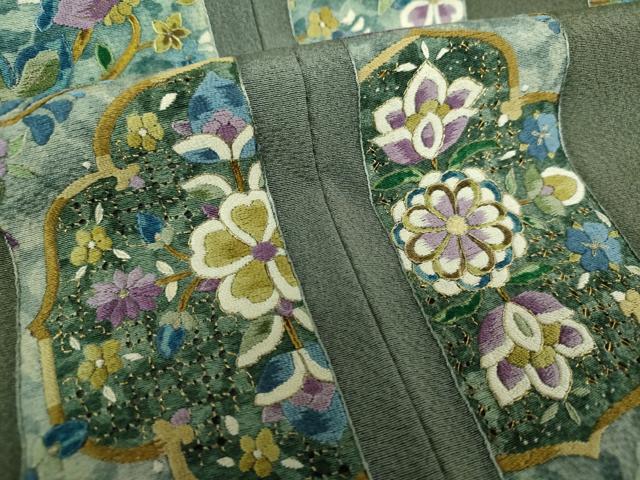 平和屋着物●中国三大刺繍　スワトウ刺繍　汕頭刺繍　訪問着　更匠　花間道　金彩　正絹　逸品　DAAQ3155ps 平和屋着物○中国三大刺繍 スワトウ刺繍 汕頭刺繍 訪問着 更匠 花間道