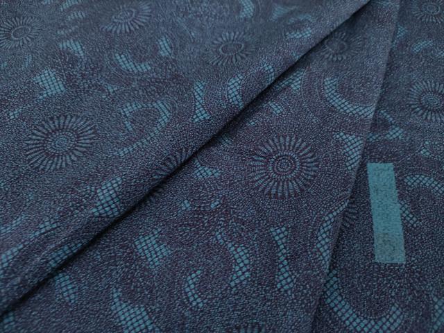 平和屋着物●重要無形文化財　人間国宝　中村勇二郎　江戸小紋　古代菊　鬼しぼ縮緬　正絹　逸品　DAAQ3157ps