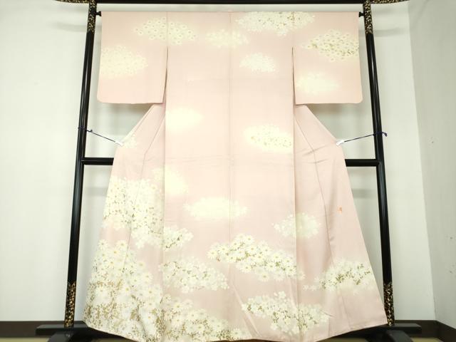 平和屋着物●訪問着　作家物　手描き　吉祥花文　暈し染め　金彩　正絹　逸品　DAAQ3168ps