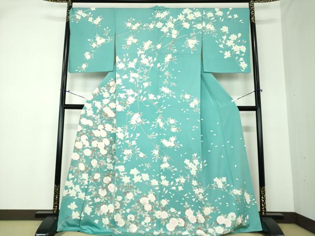 平和屋着物●訪問着　枝垂れ桜　木蓮　椿　ロング丈　正絹　逸品　DAAQ3172ps