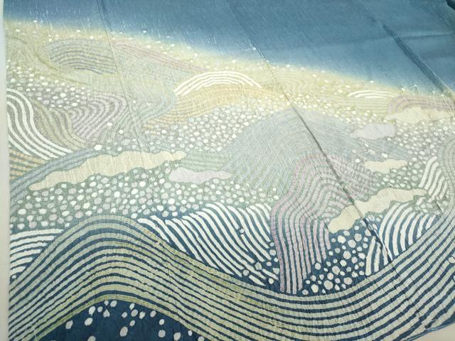 平和屋着物○訪問着 絞り 流水文 暈し染め 正絹 逸品 未使用