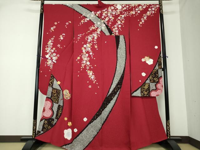 平和屋着物●豪華振袖　駒刺繍　絞り　枝垂れ桜　舞梅　花手毬　金彩　正絹　逸品　DAAQ3184ps
