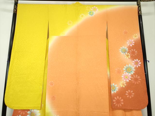 平和屋着物○豪華振袖 刺繍 舞花文 暈し染め 金銀糸 金彩 仮