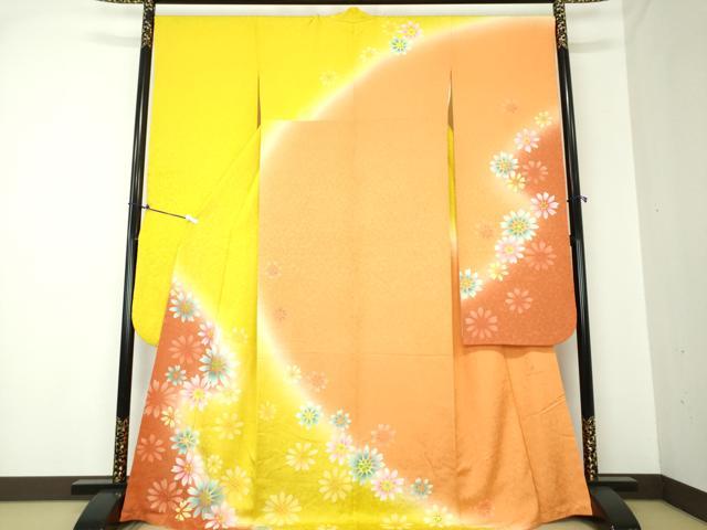 平和屋着物○豪華振袖 舞花文 黒地 銀彩 仮絵羽 逸品 未