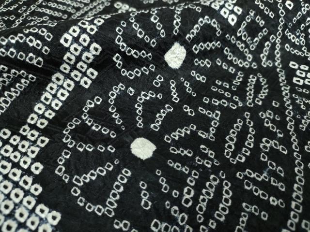 平和屋着物○上質な小紋 総絞り 道長花文 黒地 正絹 逸品 DAAQ3221ps