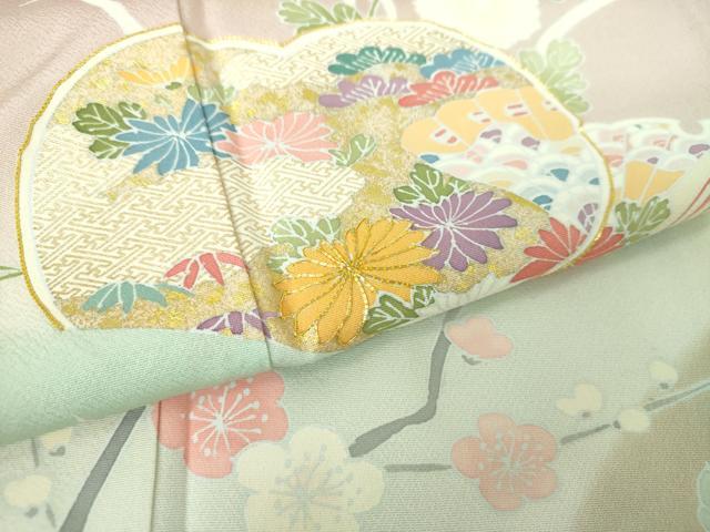平和屋着物○訪問着 駒刺繍 吉祥花文 暈し染め 金彩 正絹