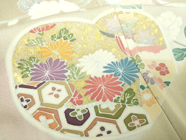 平和屋着物○訪問着 駒刺繍 吉祥花文 暈し染め 金彩 正絹