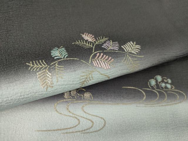 平和屋着物○訪問着 刺繍 霞立波松葉文 暈し染め 金彩 正絹