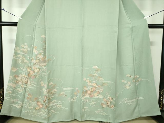 美品 高級 訪問着 正絹 袷 蘇州刺繍 相良刺繍 中国刺繍 約150万円 平和屋1□訪問着 中国伝統工芸 蘇州刺繍 総相良刺繍 扇面鏡