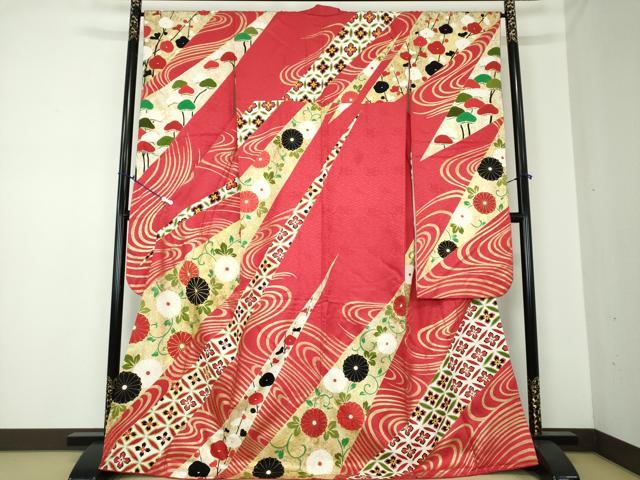 平和屋着物●豪華振袖　駒刺繍　流水七宝花文　槍梅　金銀彩　正絹　逸品　DAAQ3243ps