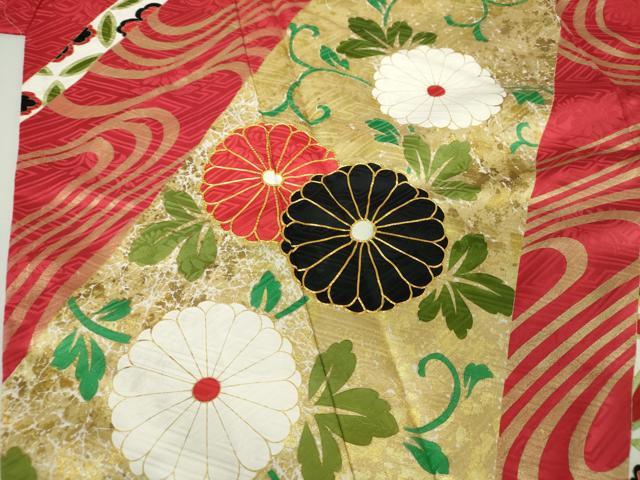 平和屋着物○豪華振袖 駒刺繍 流水七宝花文 槍梅 金銀彩