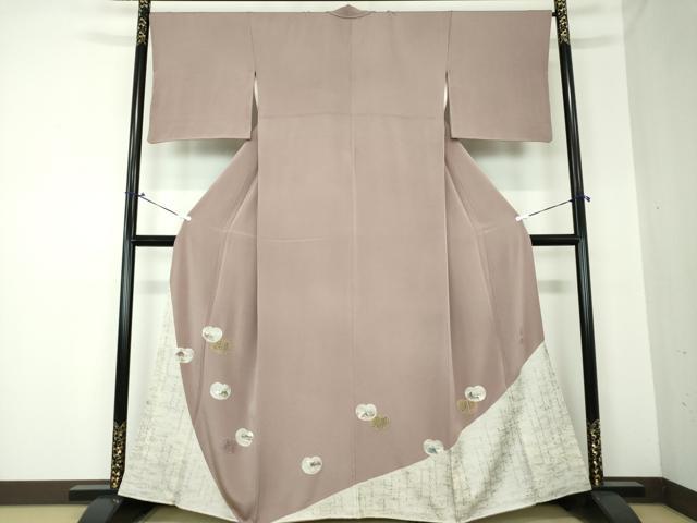 平和屋着物●松尾光琳　色留訪問着　刺繍　源氏歌仙図　銀彩　正絹　逸品　DAAQ3253ps