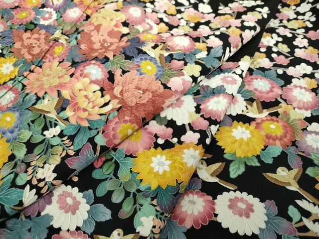 平和屋着物●中国三大刺繍　蘇州刺繍　総刺繍　黒留袖　花鳥文　正絹　逸品　DAAQ3255ps