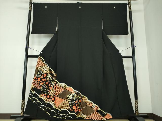 平和屋着物●豪華黒留袖　総刺繍　松竹梅　冊子花文　金糸　正絹　逸品　DAAQ3265ps